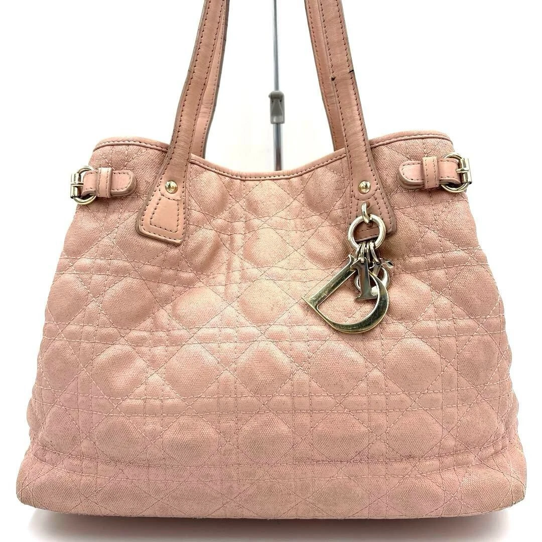 CHRISTIAN DIOR Panarea Cannage sac à bandoulière revêtement toile cuir rose 88YH016