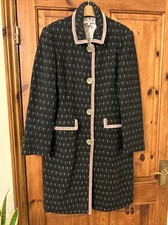 Lk Bennett Beautiful Wool Coat Floral Lined Pink Velvet Trim Pockets Size 12