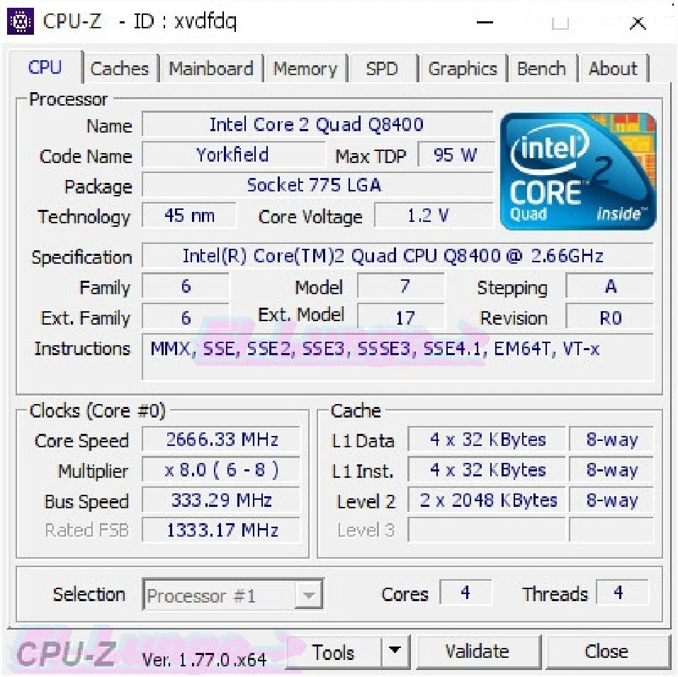 Processore/Cpu Intel Core 2 Quad Q8400 SLGT6 Socket 775 Quad Core - Immagine 2 di 2