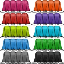 100 Pieces Drawstring Bag Gym Portable String Sack Backpacks Polyester Blank ...