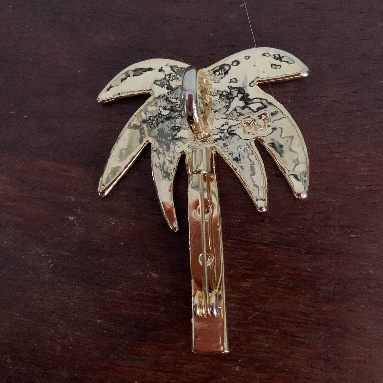 Vintage Gold Tone Palm Tree Pin Brooch Pendant si… - image 3