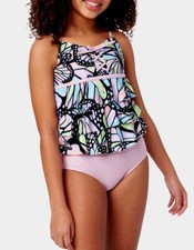 JUSTICE Girls Swimsuit Tankini Bikini Ruffle Swim PLUS SIZE 10 12 14 16 18 L XL