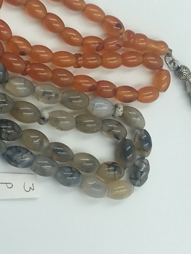 2 Genuine GRAY SOLEYMANI AND ORANGE Yemani ROSARY BEADA/Tasbih مسبحة التسبيح - Picture 12 of 12