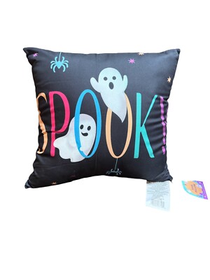 New Halloween Ghost decorative Double Sided Plush 14in x 14 in Pillow Spiders