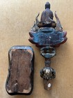 ANTIQUE CHINESE /TIBETAN WOOD CARVED AND POLYCHROME SEATED BUDDHA — photo 5