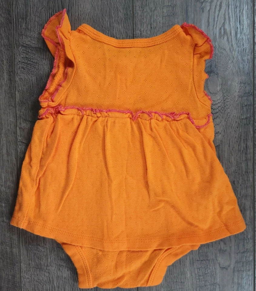 Bebé Niña Desteñido Gloria 0-3 Meses Naranja y Rosa Mameluco Vestido Conjunto Foto 2 de 2