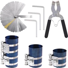 8pcs Piston Ring Compressor Tool And Stainless Steel Feeler Gauge Set Including