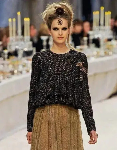 NEW Chanel Fantasy Tweed Jacket JEWEL Button Burgundy Black Gold