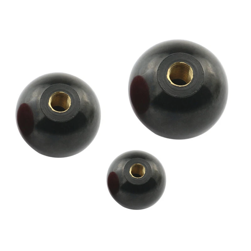 Ball Shaped Hnadle Knobs M4 M5 M6 M8 M10 M12 Thread Clamping Nuts Plastic Black - Image 2 of 4