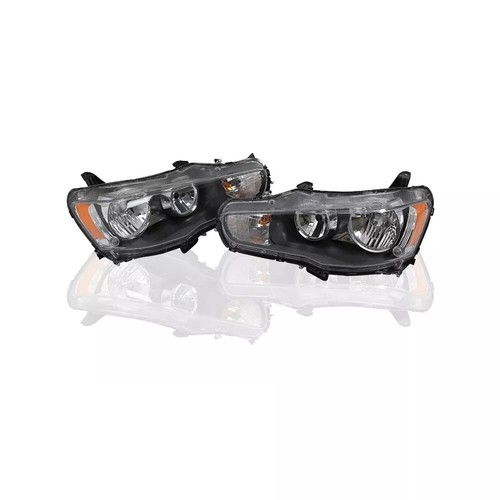 For 08-17 Mitsubishi Lancer EVO X Halogen Headlights Black Headlamps Left+Right - Picture 9 of 14