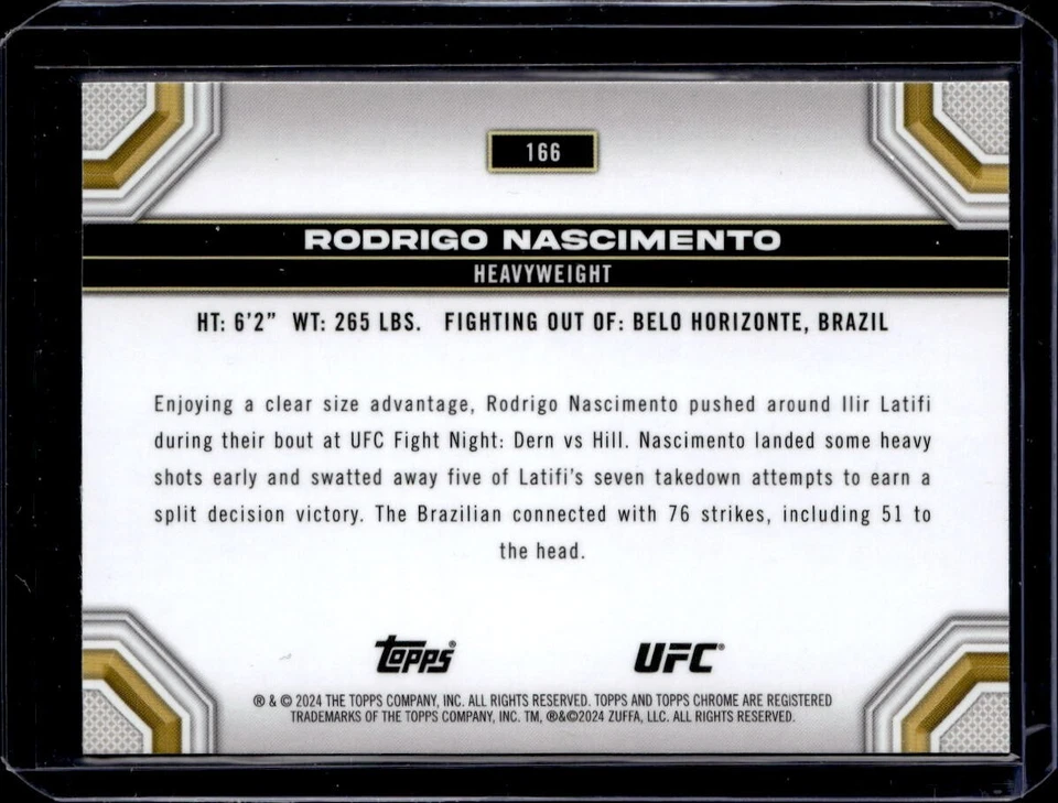 2024 UFC TOPPS CHROME REFRACTOR  #166 RODRIGO NASCIMENTO - Image 2 of 2