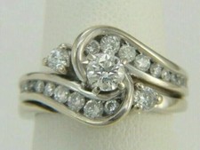 1CT Round Cut Lab-Created Diamond Cluster Engagement Ring 14K White Gold Plated