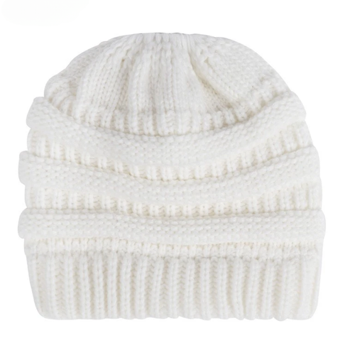 Women's Girls Ponytail Hat Winter Knitted Wool Beanie Cap Stretch Headwear Warm - Picture 12 of 31