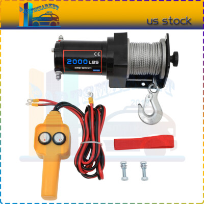 2000LBS Off-road Electric Towing Winch Steel Cable Universal fits jeep Wrangler