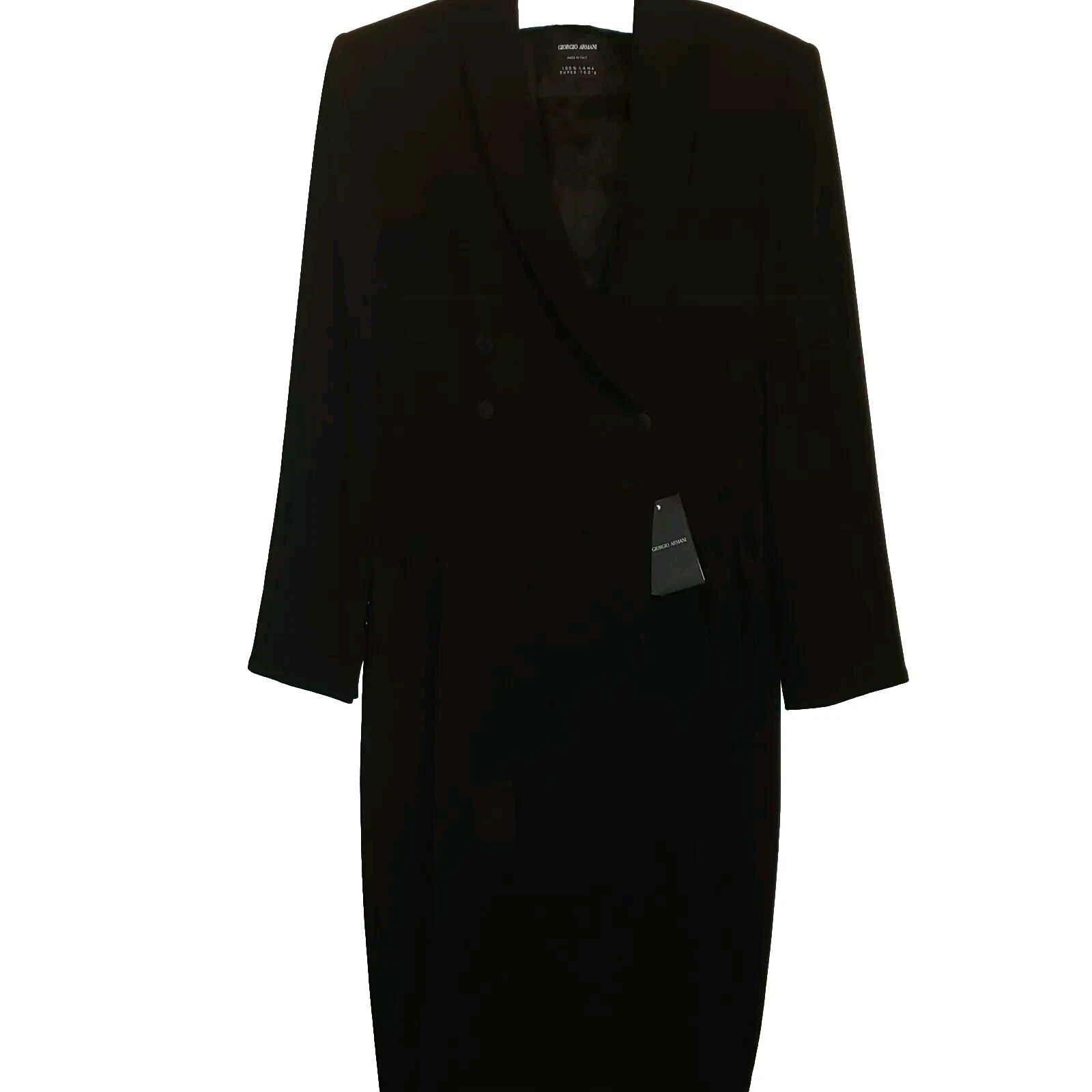 Giorgio Armani — Giorgio ARMANI Black Sheath Suit Dress Double Breasted 100% Lana Super 160s 46