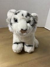 8" White Tiger Plush Stuffed Animal Sitting Baby Cub