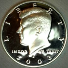 2003 S Proof SILVER Kennedy Half Dollar Coin 50 Cent US JFK Fifty Cents