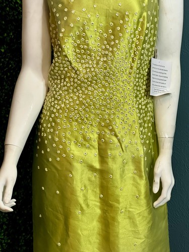 Green Dress By Per Se. New With Tags Size Medium Beaded On Front Bodice Very G - Picture 2 of 3