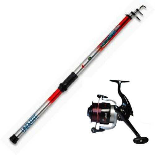 2 X 12ft Telescopic Beachcaster Rods and 2 Silk 70 Reels Set Sea Beach