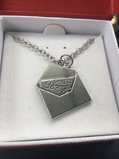 Love You Pendant Silver Necklace / Gift Mothers Day- New