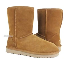 Koolaburra by UGG Koola Short Chestnut Suede Fur Boots Womens Size 6 -NIB-