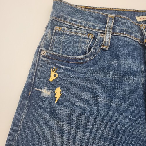 Levi's 721 High Rise Skinny Jeans Size 25 Cropped Distressed Medium Wash Denim - Picture 4 of 24