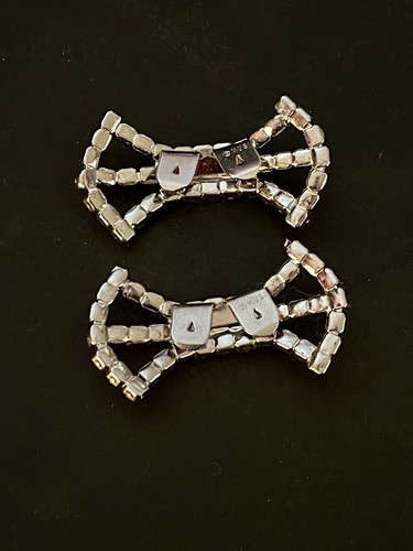 MUSI Clear Rhinestone Bow Shoe Clips Buckles FANCY Vintage Pair Bridal Princess - Picture 3 of 12
