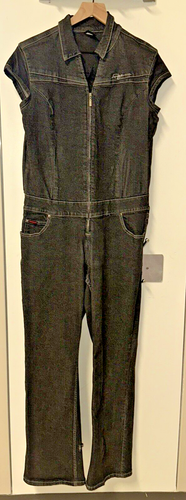 Vintage 90's Y2K FUBU Urban Hip Hop Denim Flare Jean Zip Front Jumpsuit W15/16
