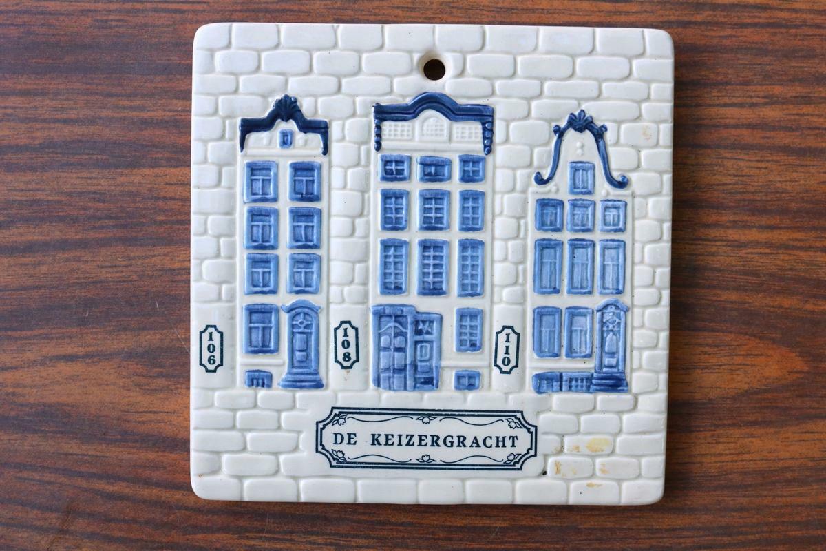 hi-dutch アート　HorizonSky Keizergracht Tile Vintage Dutch Blue White Collectible Art