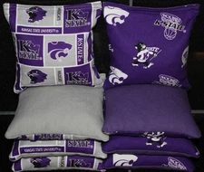 CORNHOLE BEANBAGS made w KANSAS STATE WILDCATS Fabric 8 ACA Reg Bags
