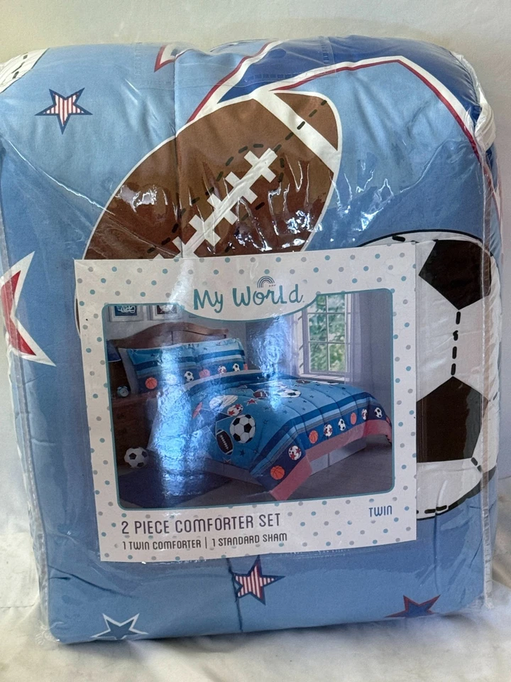 New My World Sports and Stars Comforter Set Twin 2 Piece Set Multicolor - Image 2 of 4