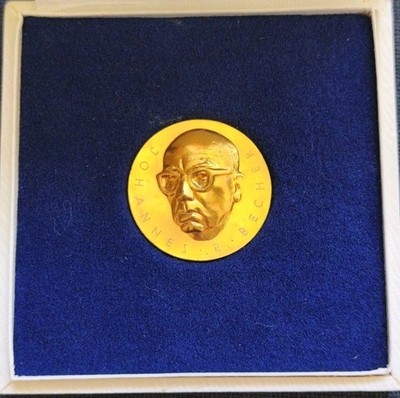 Auszeichnung DDR: Johannes-R.-Becher-Medaille Gold im Etui KB DKB Kulturbund