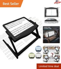 5X LED Page Magnifier with Detachable Stand - Eye-Caring Light Modes for Seniors