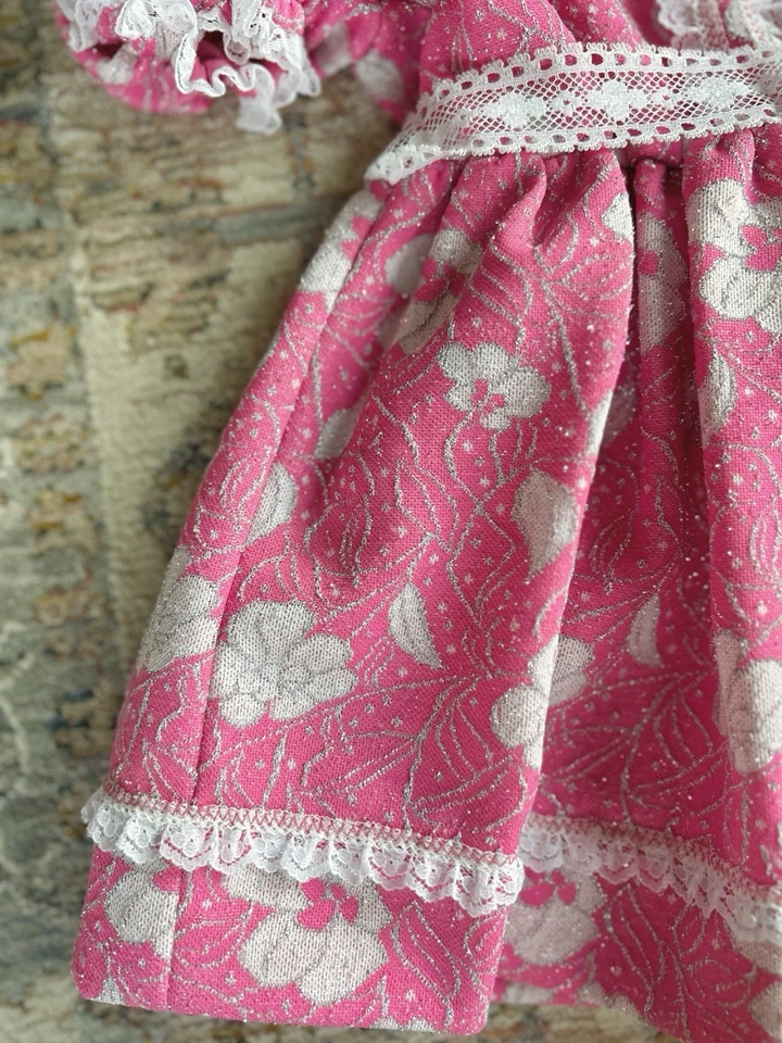 Vestido de bebé vintage años 70 niñas fiesta metálico vestido princesa hecho a mano concurso Foto 2 de 4