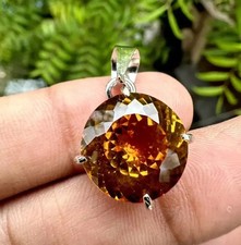 Natural Certified 27 Ct Orange Sapphire Loose Gemstone 925 Solid Silver Pendant