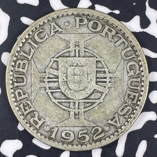 1952 Angola 20 Escudos Lot#C9517 Silber!