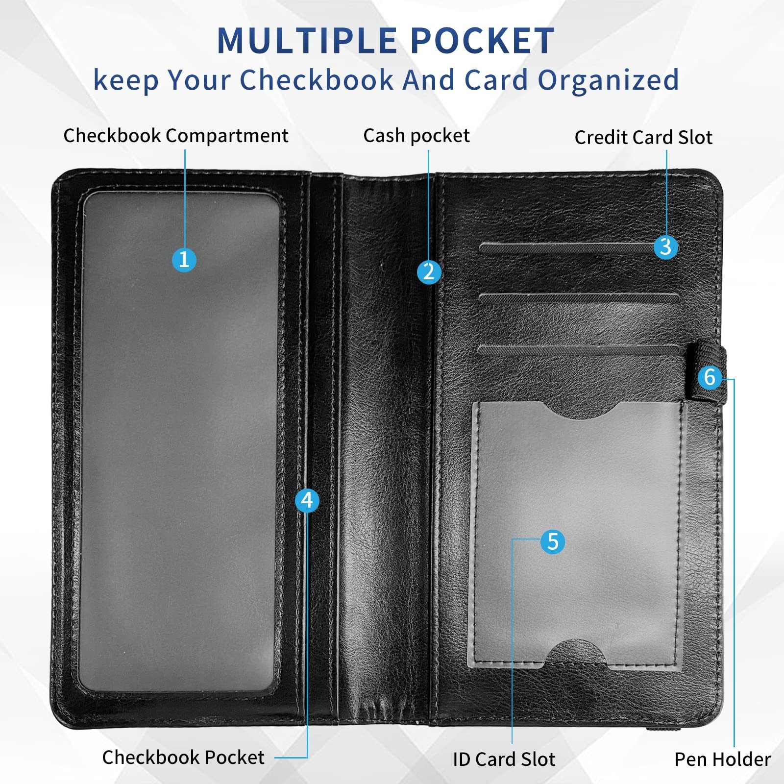 как выглядит Checkbook Cover PU Leather Standard Duplicate Register Check Card Book Holder... фото