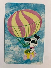 Dog Hot Air Balloon Vintage Dogs Rare Retro Art 1970 Cartoon Newsagent SWAP CARD