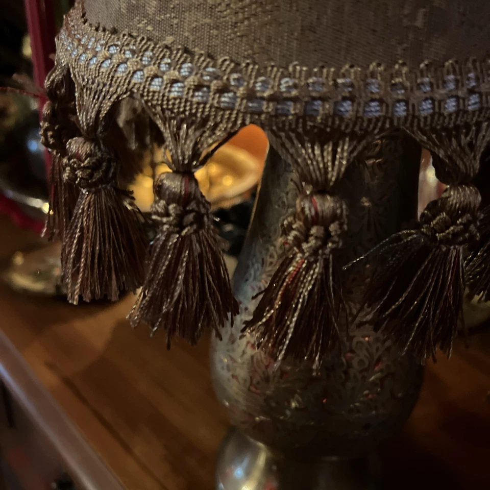 Gold Colored Lampshade With Tassels - Image 4 of 4