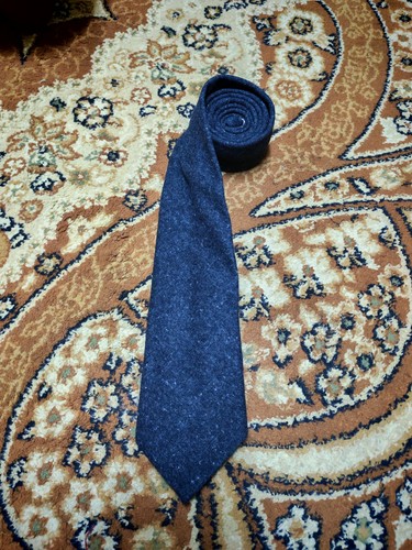 Klassische Herren-Krawatte Vintage 100 % Wolle Donegal Tweed Retro anthrazitgrau - Bild 3 von 4