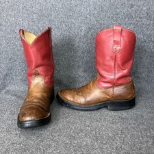 VTG Anderson Bean Roper Boots Mens 10 D Red Leather Cowboy MADE IN USA