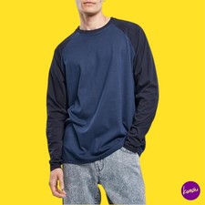 URBAN CLASSICS Men's Raglan Contrast Long Sleeve T-Shirt, Blue/Black, UK XXL