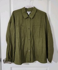 Athleta Women Lightweight Lunar Sheen Shirt Jacket Green Relaxed Size M
