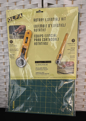 OLFA Rotary Essentials Kit - 45mm & 18mm Cutters - 12'' x 18'' Self Healing Mat