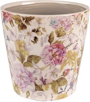 Clayre & Eef 6CE1562S Dekoration Blumentopf Ø 14X13 Cm Rosa / Beige
