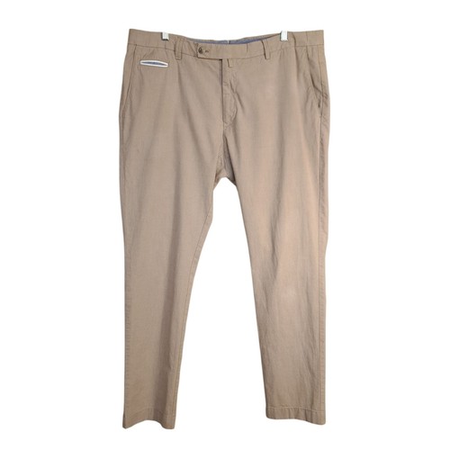 Hackett, HACKETT London Trousers Size 38R Stretch Beige Zip Fly Slim Fit 100% Cotton