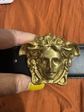 Versace La Medusa Men's Leather Belt - Black, Size 32