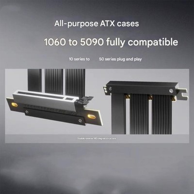Fast speed PCIe 5.0 Reverse Risers Cable ITX Case Compatible AntiInterference