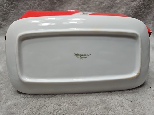 ACEBO DE NAVIDAD con borde dorado plato de mantequilla FINA CHINA JAPÓN vacaciones raro - Imagen 6 de 9