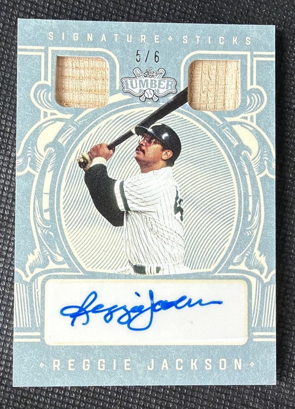2025 Leaf Lumber REGGIE JACKSON Yankees Signature Sticks Dual Game Used AUTO 5/6